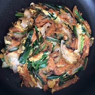 お好み焼き風ニラ玉焼き